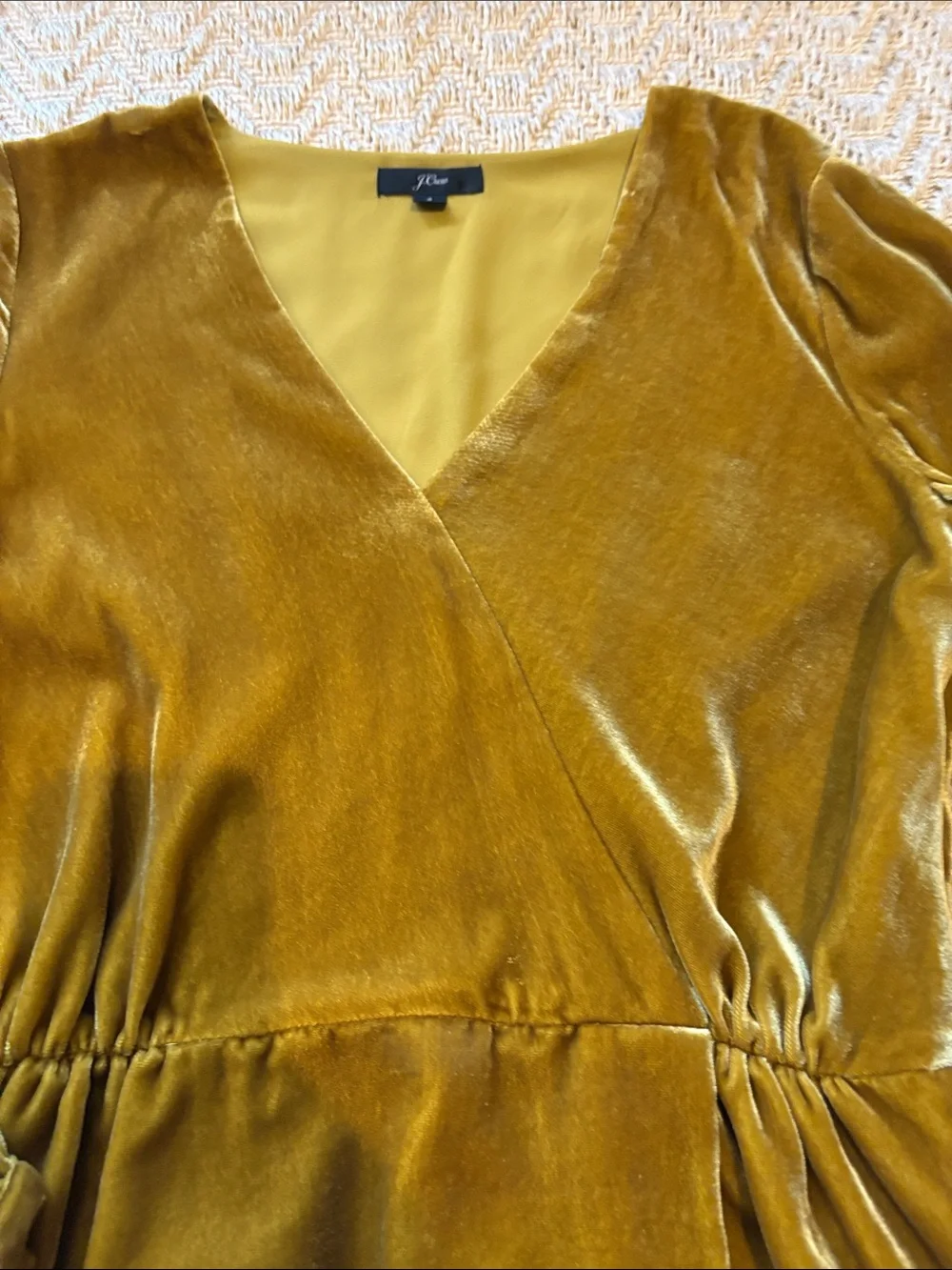 J Crew Velvet Wrap Top in gold